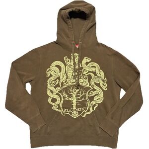 Vintage Element Hoodie Sweatshirt Graphic Medusa Y2K Skate Grunge Surf Brown L
